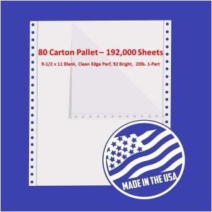 imageAlliance Continuous Computer Paper 95 x 11 Blank Clean Perforated Edge 1Part 92 Bright 20 lb Made In The USA 2400 Sheets192 000 Sheet Pallet