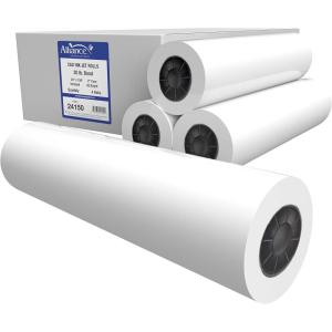 imageAlliance Wide Format Paper 24quot x 150 CAD Bond Rolls 20lb  4 Rolls 24 In x 150 Ft  2quot Core
