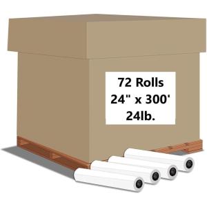 imageAlliance Wide Format Paper 24quot x 150 CAD Bond Rolls 24lb  4 Rolls 24 In x 150 Ft  2quot Core24lb  72 Rolls