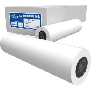 imageAlliance Wide Format Paper 30 x 650 Rolls Bond Engineering 92 Bright 20lb  2 Rolls Per Carton with 3 Core2 Rolls 3 Core