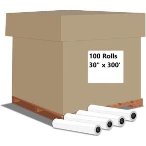 imageAlliance Wide Format Paper Rolls CAD Bond 30quot Widths 2 Rolls 30 In x 300 Ft  2quot Core100 Rolls