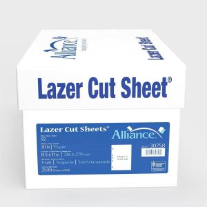 imagePrepunched Paper Alliance Laser Cut Sheet 5 Hole Left Side Punch 85 x 11 92 Bright 20 LB 2500 Sheets500 Sheets  Ream